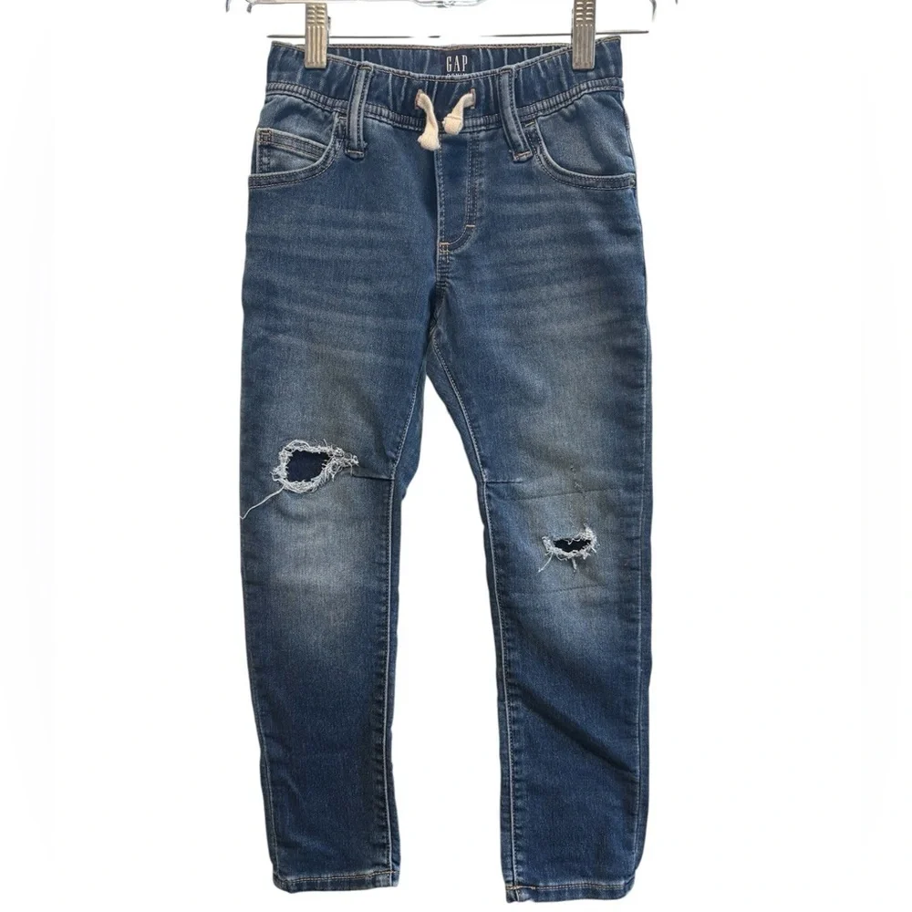GAP Denim Stretch Slim Pull-On Faux Distressed Jeans | Size 6-7 Small